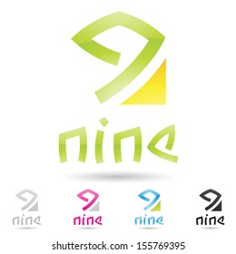 vector illustration of colorful and abstract icons for no nine