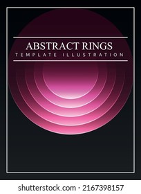 Vector illustration of colorful abstract neon glowing rings on a dark background. Modern template design with text and abstraction.