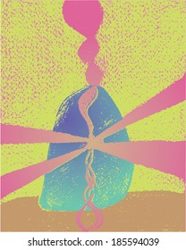 Vector illustration of colorful abstract pastel charcoal painting / drawing.