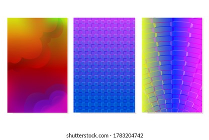 Vector illustration of a colorful abstract pattern background with gradient texture for minimal dynamic cover design Blue, pink, yellow, green award placard poster template