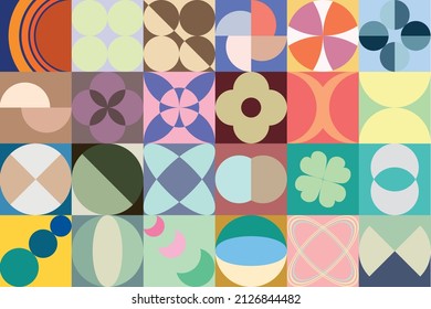 Vector illustration of colorful abstract pattern and tectures with geometrical shapes. 