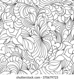 Vector illustration of colorful  abstract seamless pattern.Coloring page for adult