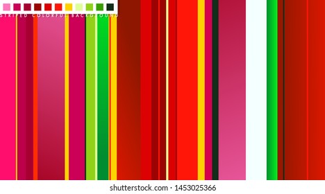 Vector illustration of colorful abstract striped background with color palette of pink, red, yellow, and green