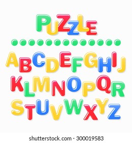 Vector illustration, colorful alphabet, game concept.