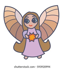 Vector illustration of colorful angel with star 