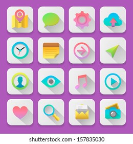 Vector illustration of colorful app buttons, web design elements.  