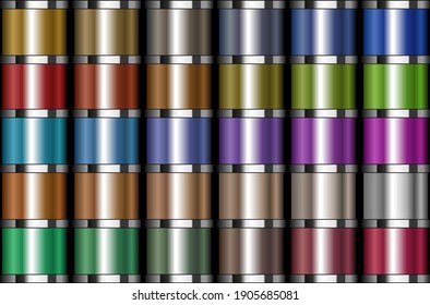 Vector illustration of colorful automotive metallic paint palette