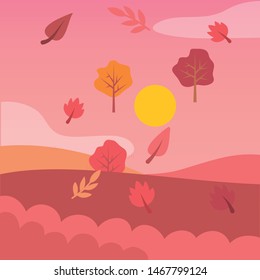 Vector illustration of colorful autumn background