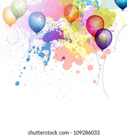 Vector Illustration of a Colorful Background with Balloons