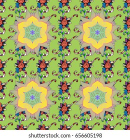 Vector illustration. Colorful background. Colored mandalas element.