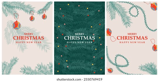 ilustração vetorial de fundo colorido para Feliz Natal e Ano Novo Seasons Greetings modelo