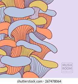 Vector illustration of colorful background with mushrooms