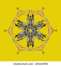 Vector illustration. A colorful background with snowflakes. Vector christmas abstract colorful background with cute snowflake.