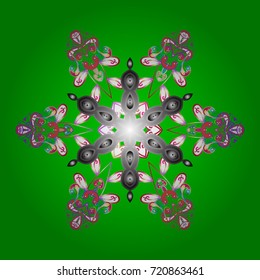 Vector illustration. A colorful background with snowflakes. Vector christmas abstract colorful background with cute snowflake.