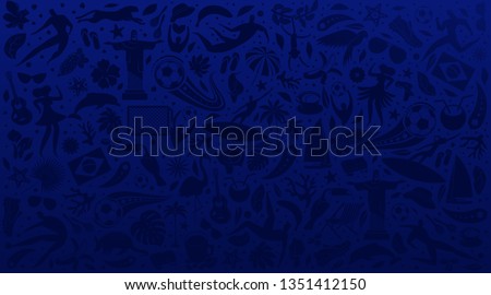 Vector illustration colorful background. World of Brasil pattern with modern and traditional elements. 2019 trend. Championship Conmeball Copa America 2019 in Brazil.
