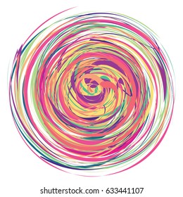 vector illustration of colorful ball with different spirals for artistic or cosmic concepts on white background