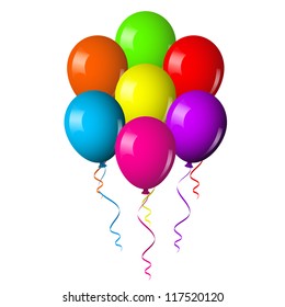 Vector Illustration Colorful Balloons Bouquet Stock Vector (Royalty ...