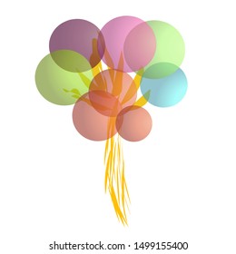 Vector illustration. Colorful balloons fly