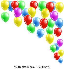 Vector illustration; colorful balloons with happy isolated on white background. Space for your text.