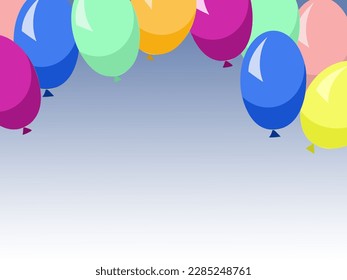 Vector Illustration of Colorful Balloons on blue sky background. Vector illustration