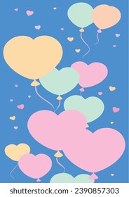vectorial Ilustración globos coloridos sobre fondo azul, estilo de anime de dibujos animados