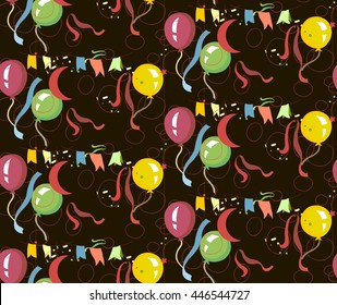 Vector Illustration of Colorful Balloons, pattern, decorative  ornament on a  background, of   fabric, packing paper, card, the invitation.