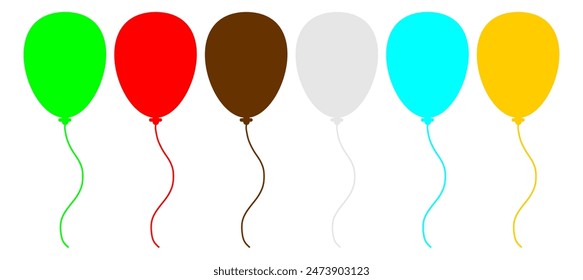 Ilustración vectorial de globos de colores.Conjunto de globos de helio redondos en colores pastel suaves.