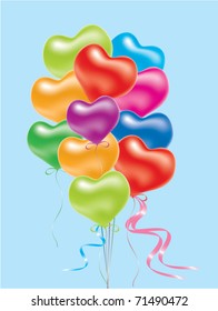 vector illustration of colorful balloons, shape of heart