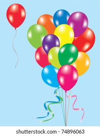 vector illustration of colorful balloons in the sky