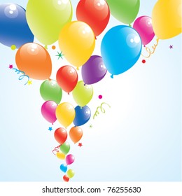vector illustration of colorful balloons in the sky