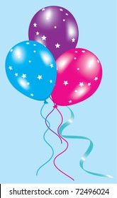 vector illustration of colorful balloons with stars