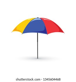 Vector illustration of Colorful Beach Umbrella Holiday Symbol by the Sea.