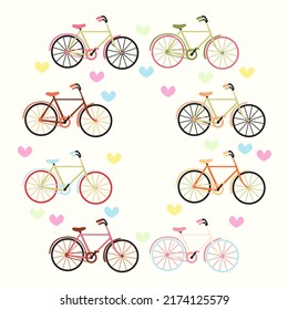 vector illustration of colorful bike in cute cartoon style