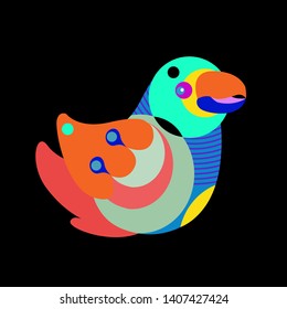 Vector Illustration Colorful Birds and Chicken in Flat Colors. Illustration can Use for Logo, pattern, background, print, fabric, website, landing page and decoration.