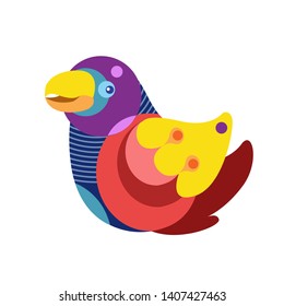 Vector Illustration Colorful Birds and Chicken in Flat Colors. Illustration can Use for Logo, pattern, background, print, fabric, website, landing page and decoration.