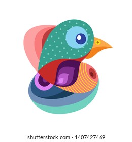 Vector Illustration Colorful Birds and Chicken in Flat Colors. Illustration can Use for Logo, pattern, background, print, fabric, website, landing page and decoration.