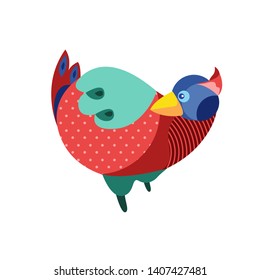 Vector Illustration Colorful Birds and Chicken in Flat Colors. Illustration can Use for Logo, pattern, background, print, fabric, website, landing page and decoration.