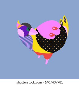 Vector Illustration Colorful Birds and Chicken in Flat Colors. Illustration can Use for Logo, pattern, background, print, fabric, website, landing page and decoration.
