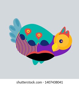 Vector Illustration Colorful Birds and Chicken in Flat Colors. Illustration can Use for Logo, pattern, background, print, fabric, website, landing page and decoration.
