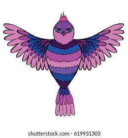 Vector illustration of colorful birds in flight with spread wings