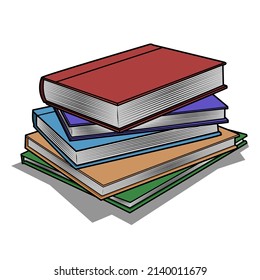 ilustración vectorial de la pila de libros coloridos. Pila de libros. Composición de libro de retroceso aislada en blanco.