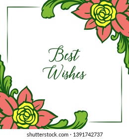 Vector illustration colorful bouqet frames blooms for best wishes text