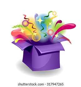 vector illustration of colorful box with magic surprise