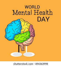Vector illustration of a Colorful Brain with stylish text for World Mental Health Day.