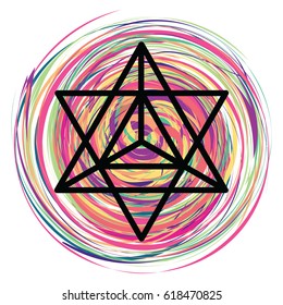 vector illustration of colorful bright spiral with variety of lines for art abstract concepts with polygon shape in the middle