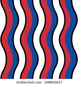 vector illustration. colorful Broad wavy striped seamless pattern themed as korea flag.