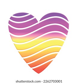 A vector illustration colorful broken heart shape, icon isolated on white background. Use for Elegant love sign. Template for a greeting card. Love icon. Tender banner, advertisement, original design.