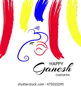 Vector illustration of a colorful brush stroke with Ganesh for Happy Ganesh Chaturthi.