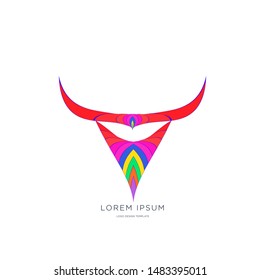 Vector Illustration Colorful Bull Head For Logo Design