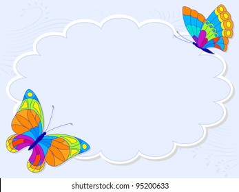Vector illustration with colorful butterflies for greeting card.